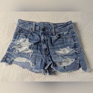 American Eagle Distressed Shorts Womens Size 0 Blue Mom Short